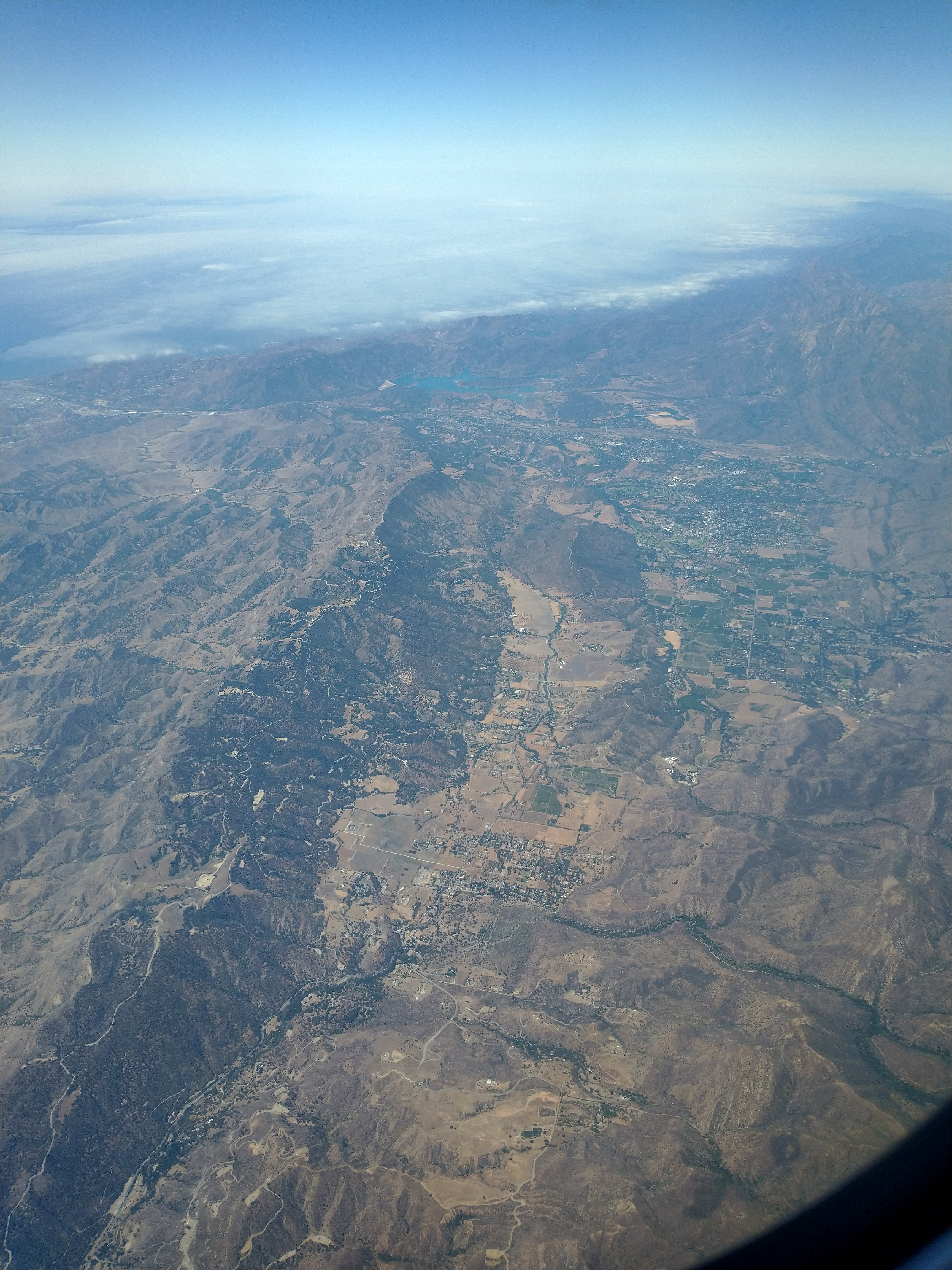 Aerial view across Ojai and the surrounding valley
